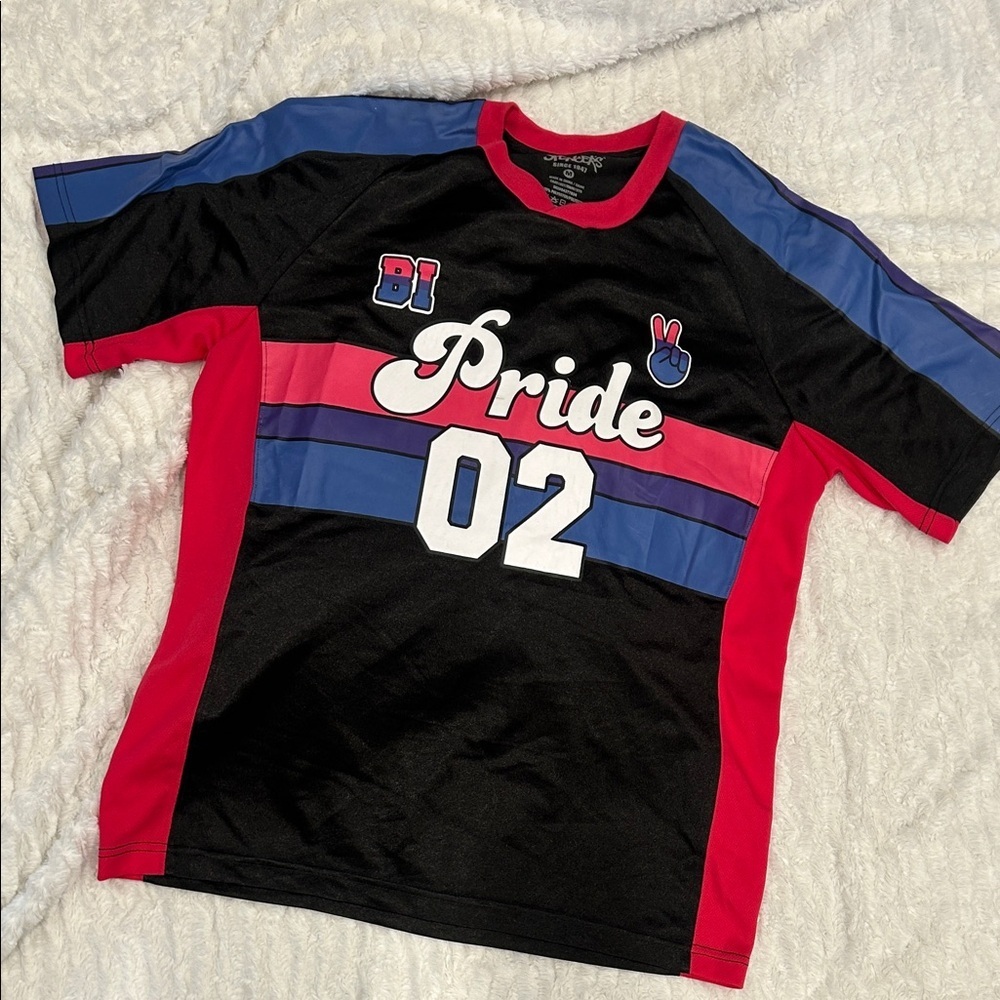 Spencer's Bi Pride 02 both teams soccer Jersey medium pink/blue unisex adult